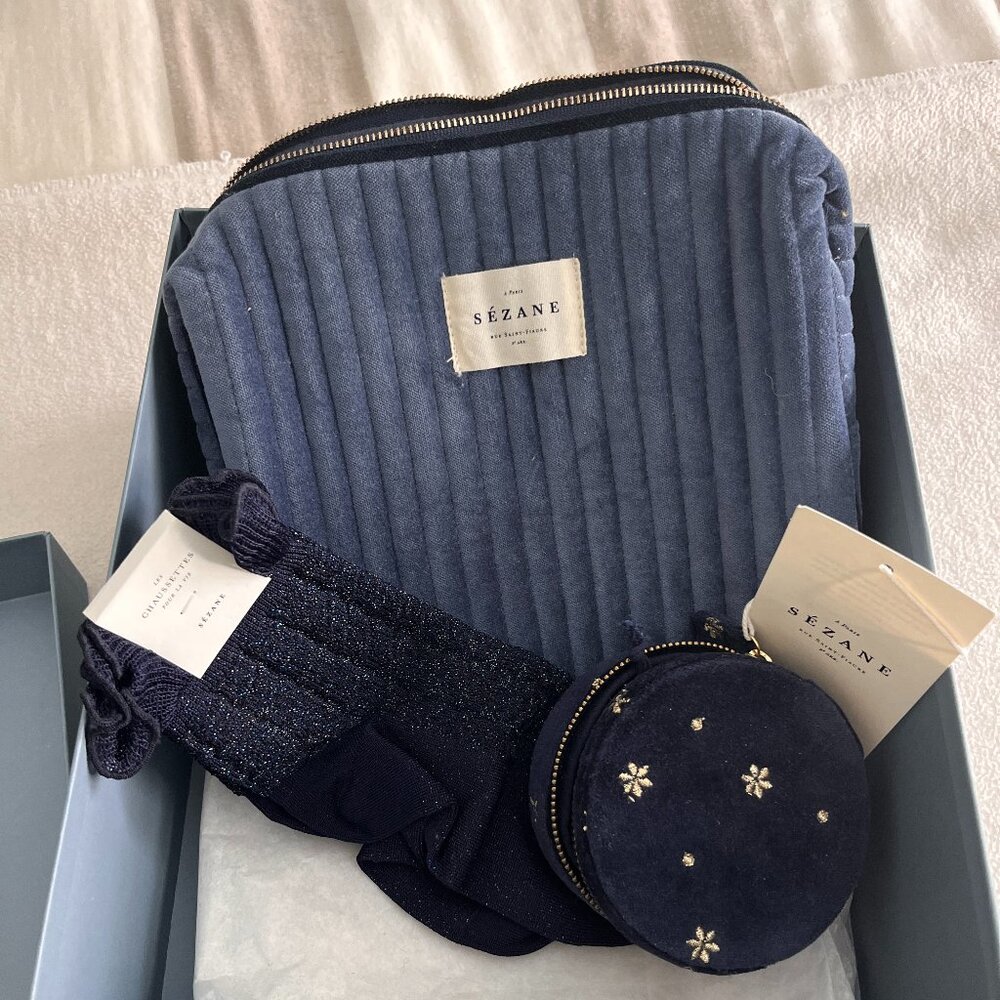 Sezane Vintage Velvet Blue Lifestyle Accessories Set
